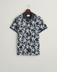 Palm Lei Print piqué poloshirt