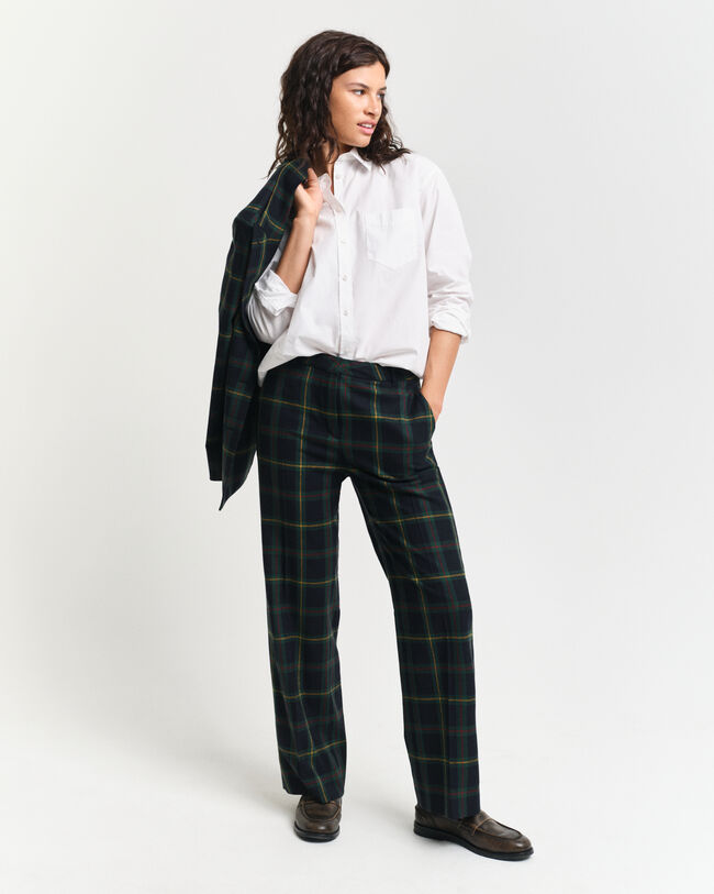 Geruite kostuumbroek met rechte pijpen