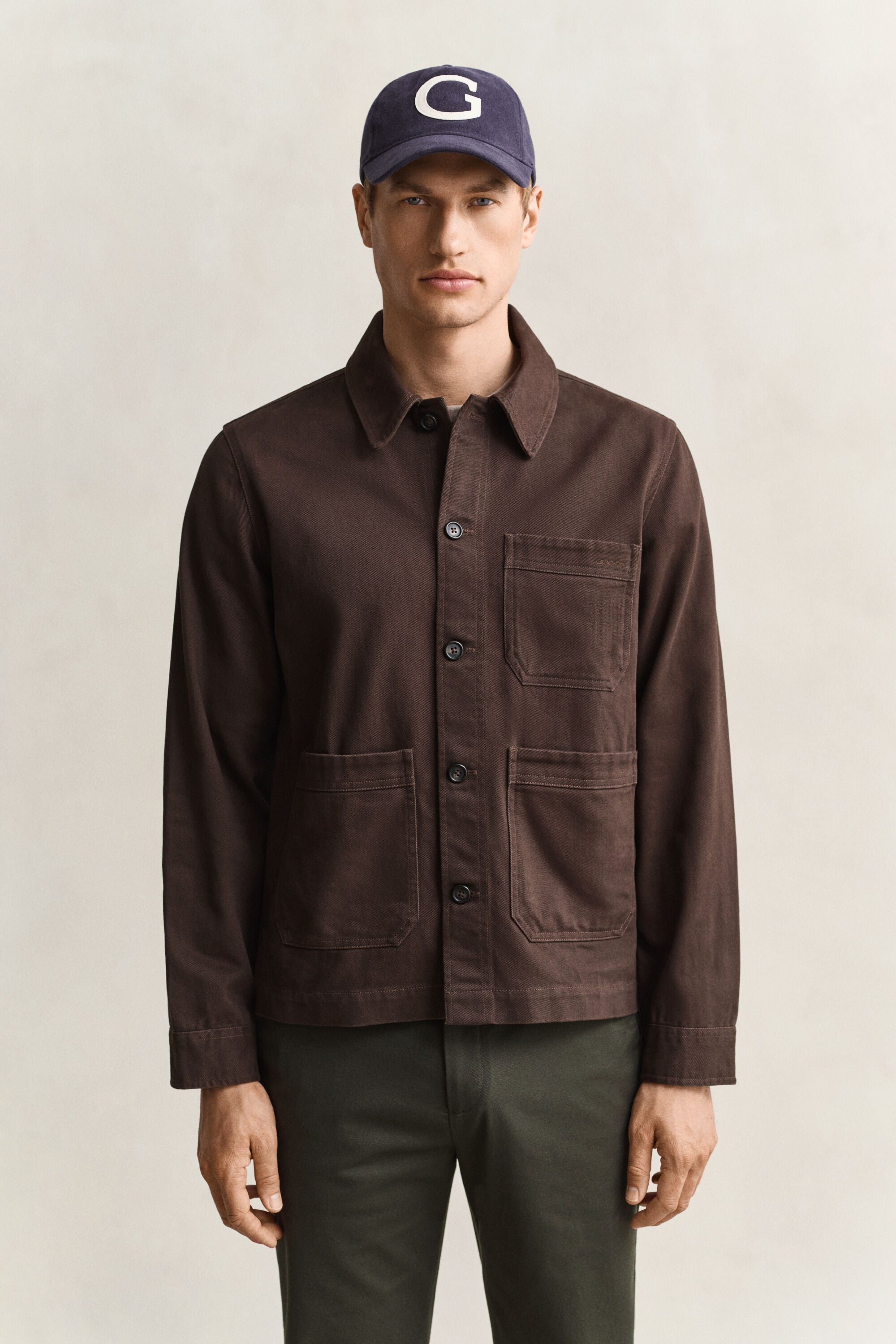 Overshirt van geborstelde keper