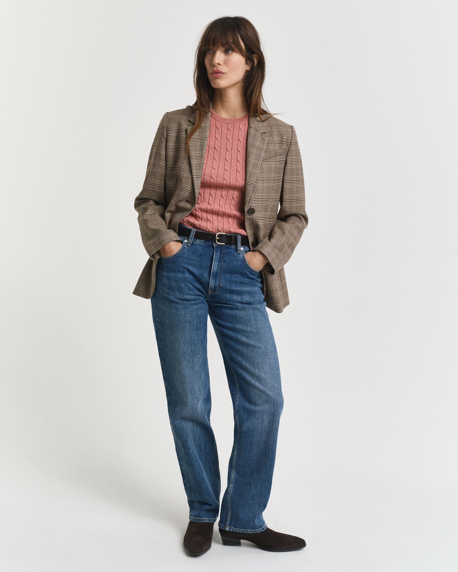 Gebreide kabeltrui met korte mouwen