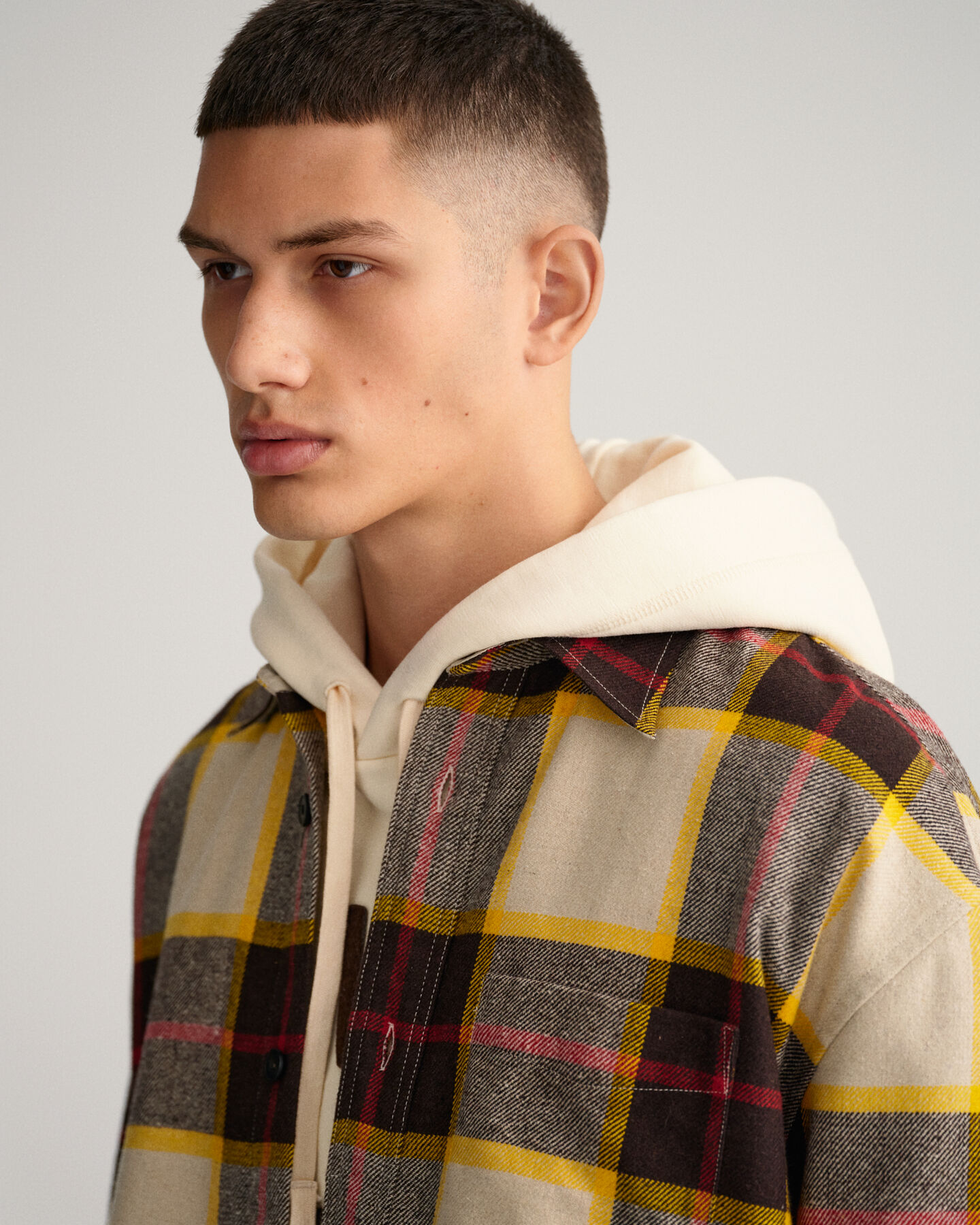 Wollen overshirt met Schotse ruit