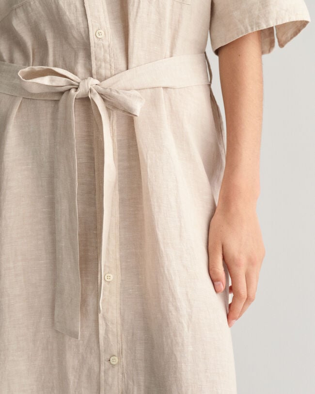 Linnen overhemdjurk met korte mouwen