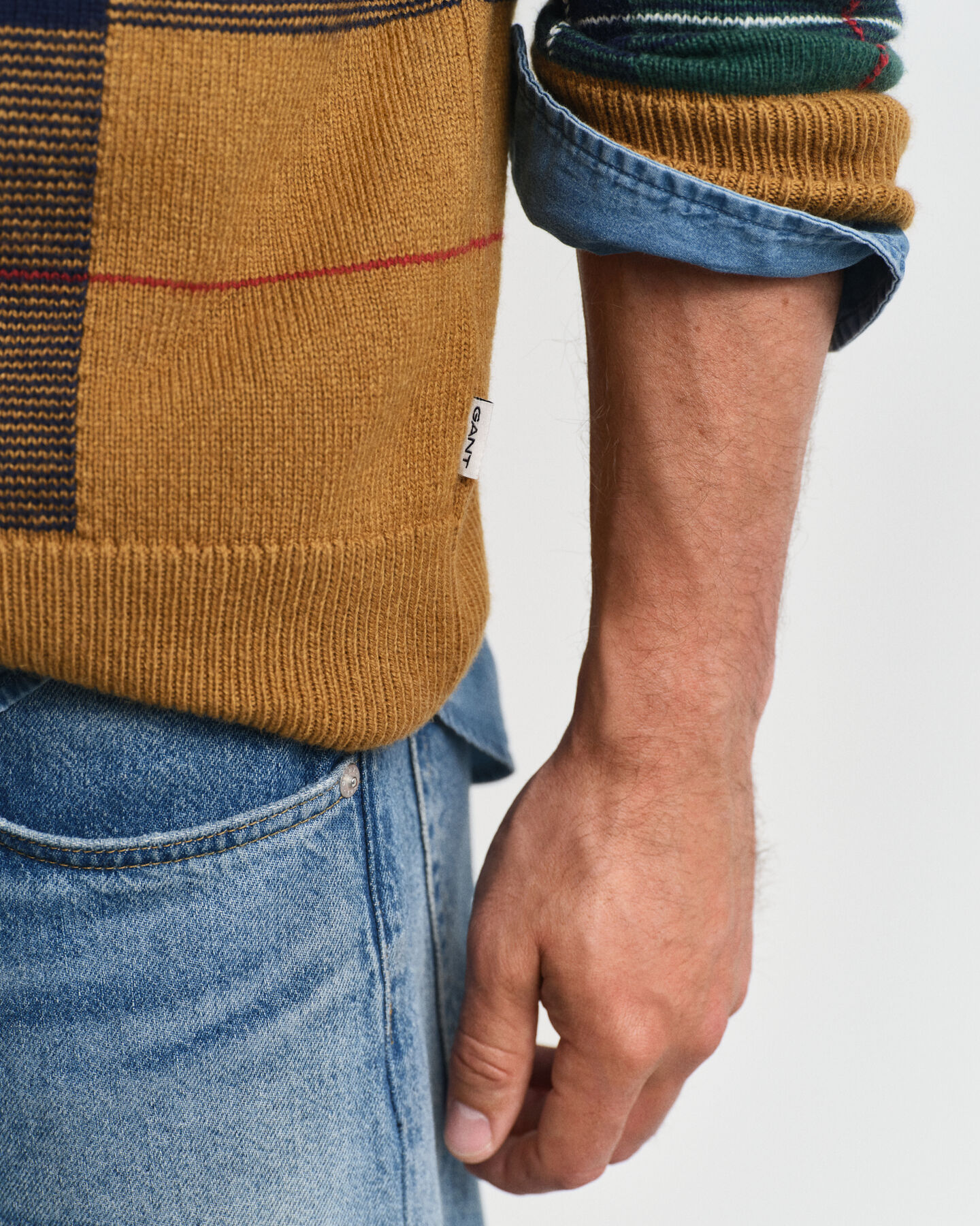 Geruite trui met ronde hals