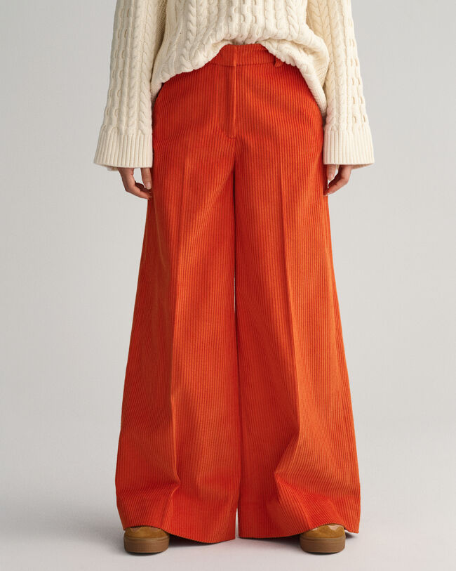 Corduroy broek met hoge taille en wijde pijp