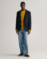 Furry gebreide kabeltrui met ronde hals