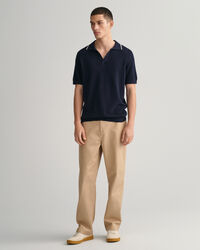 Katoenen polosweater met open kraag en textuur