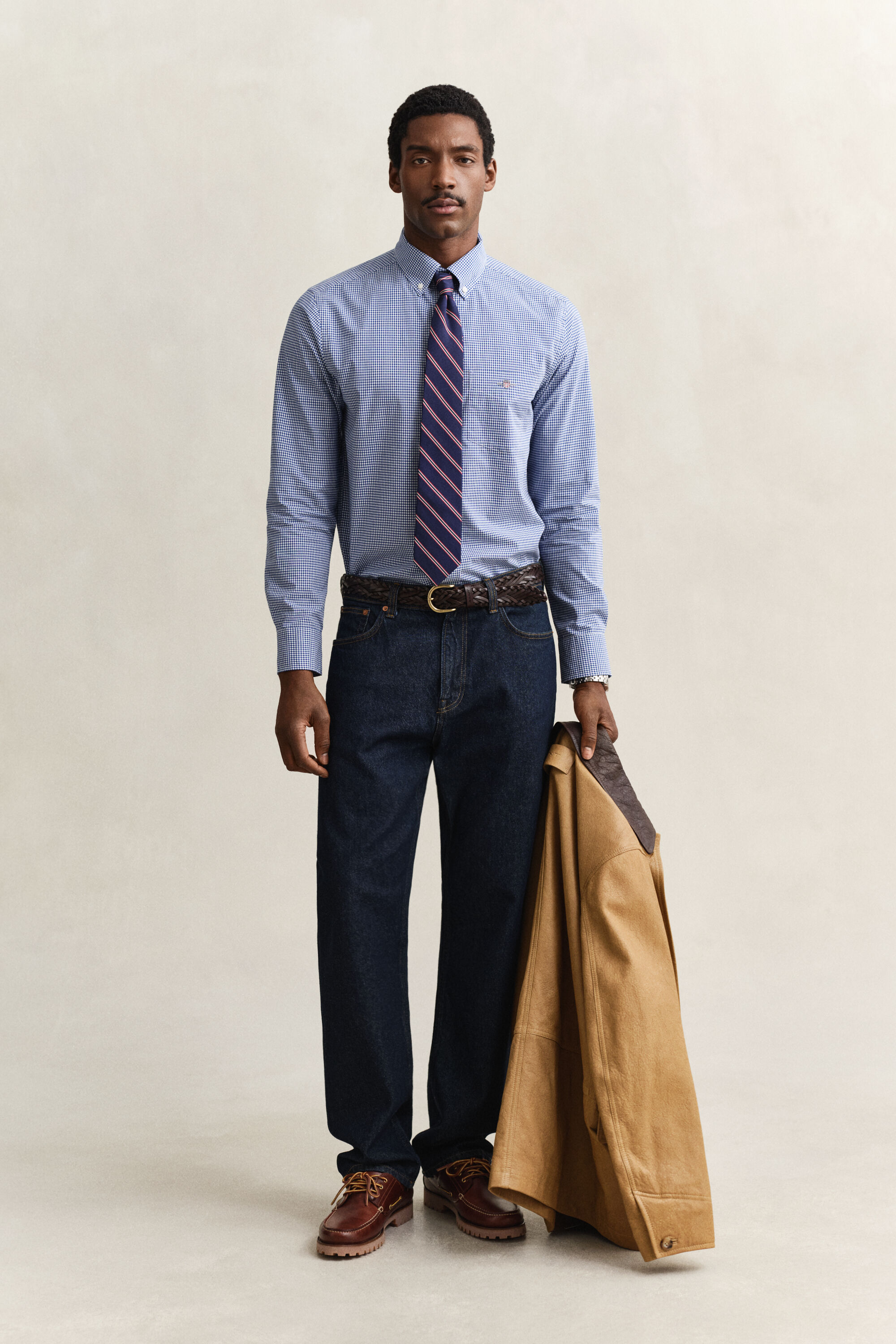 Klassiek poplin overoverhemd met Gingham-ruitje