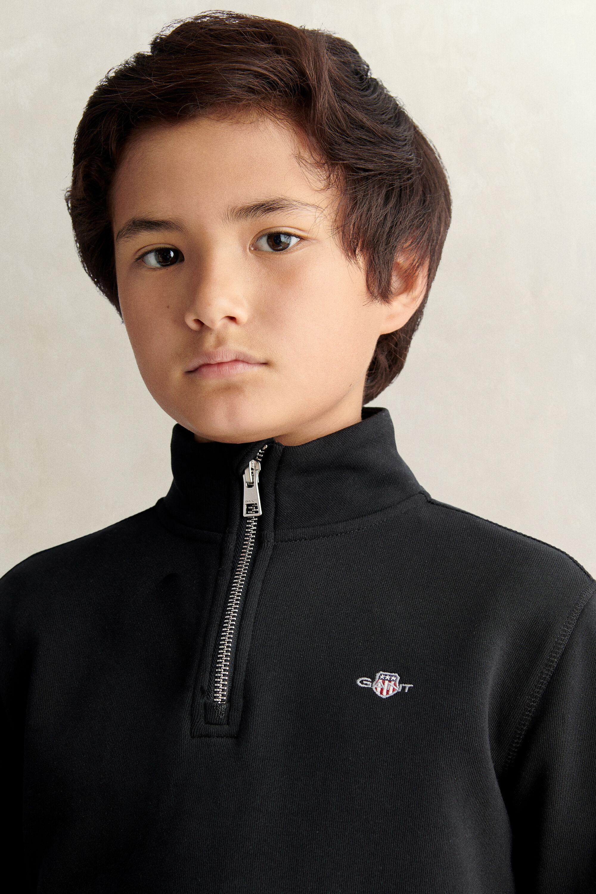 Sweatshirt met korte rits en schild voor tienerjongens