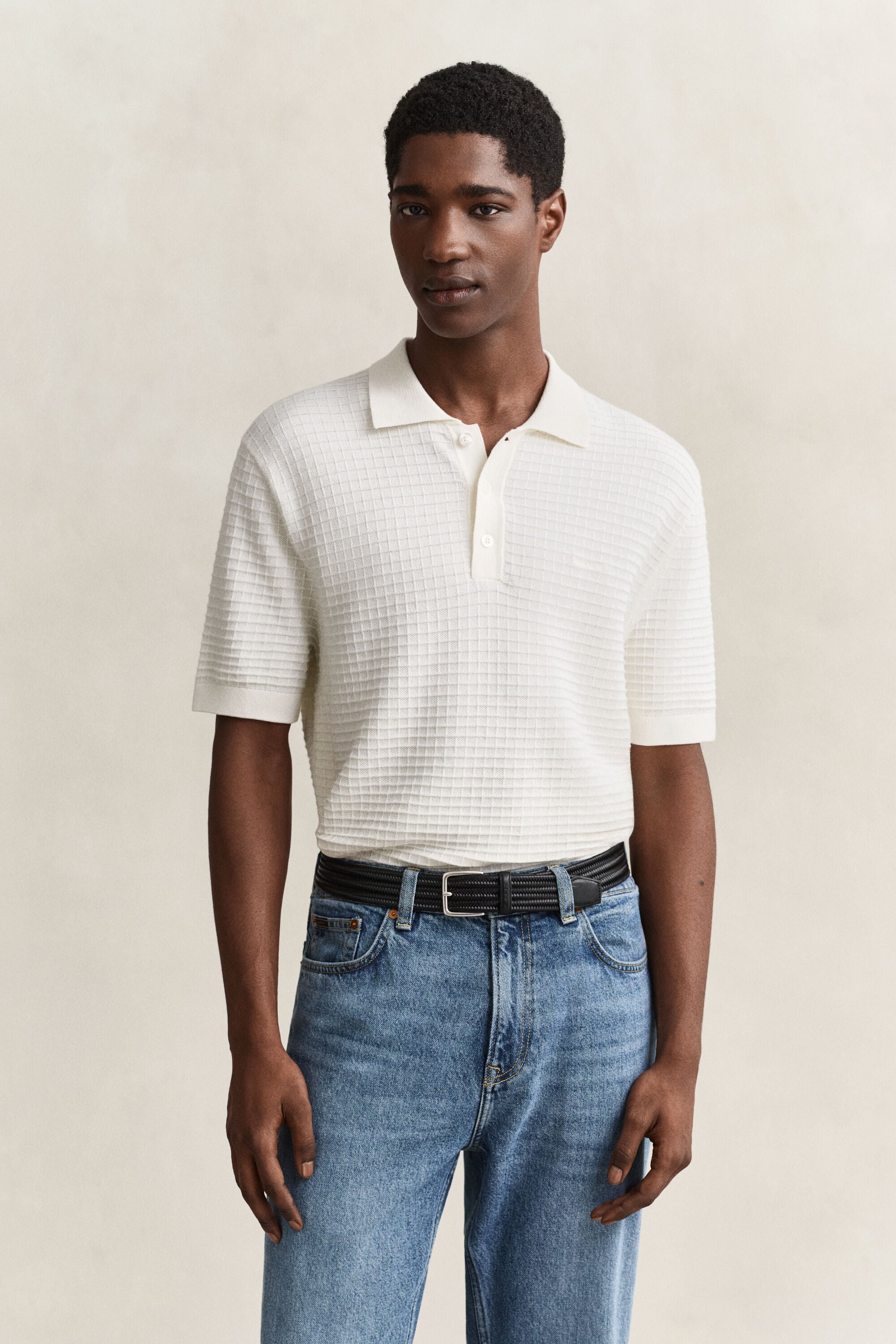 Polosweater met textuur