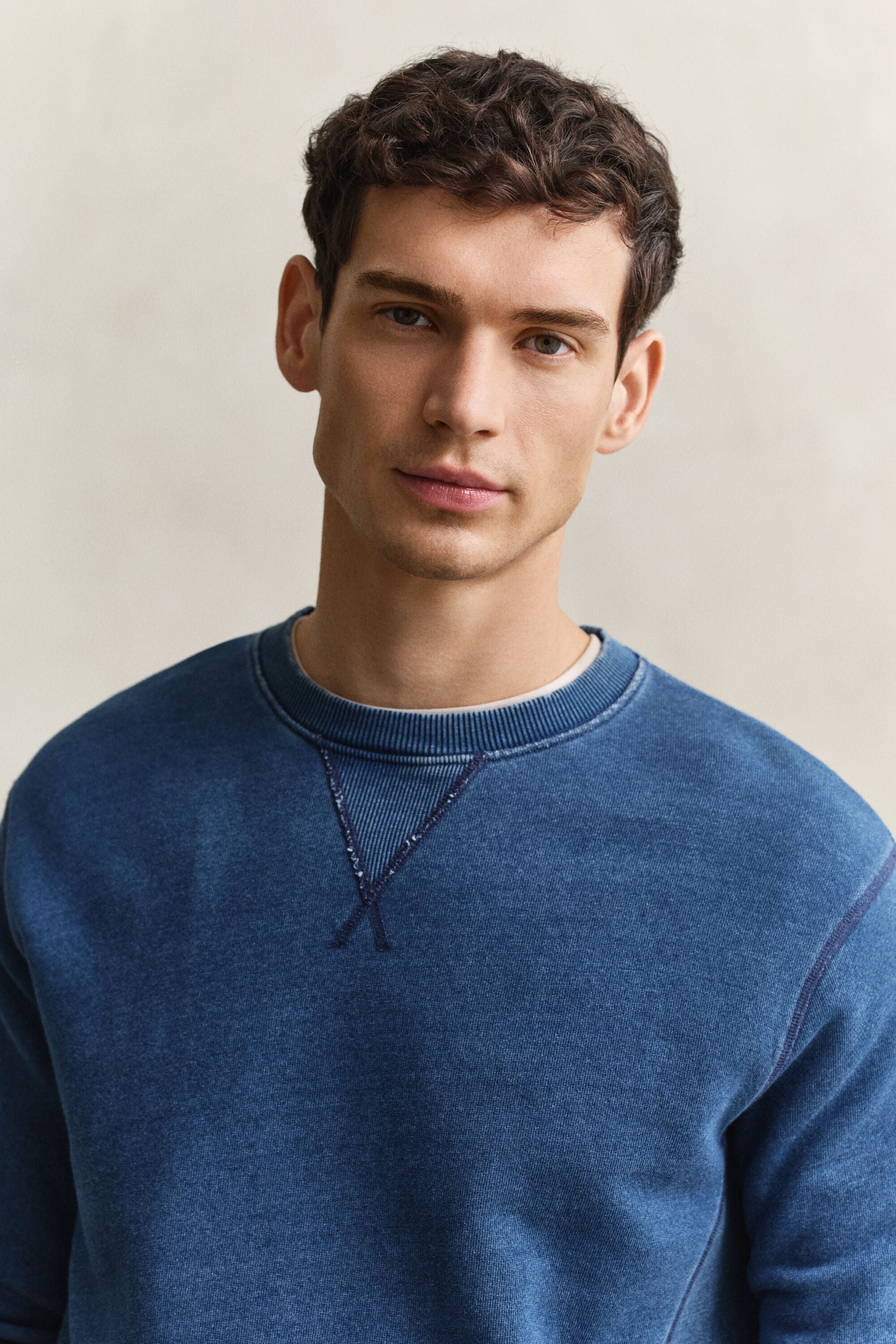 Indigo sweatshirt met ronde hals