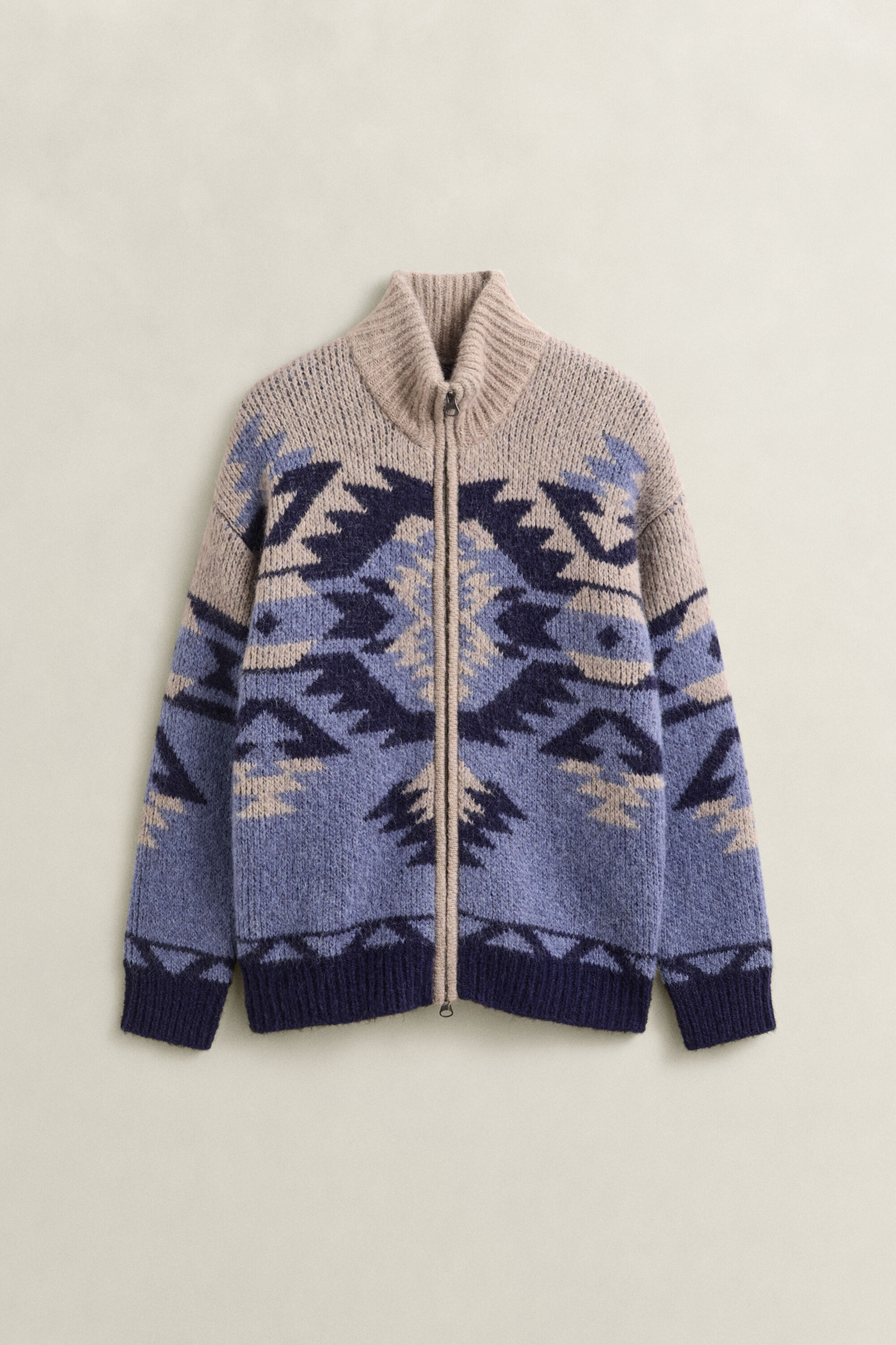 Jacquard vest met rits van alpacawolmix