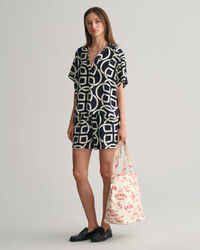 Relaxed Fit Monogram Print Popover overhemd met korte mouwen
