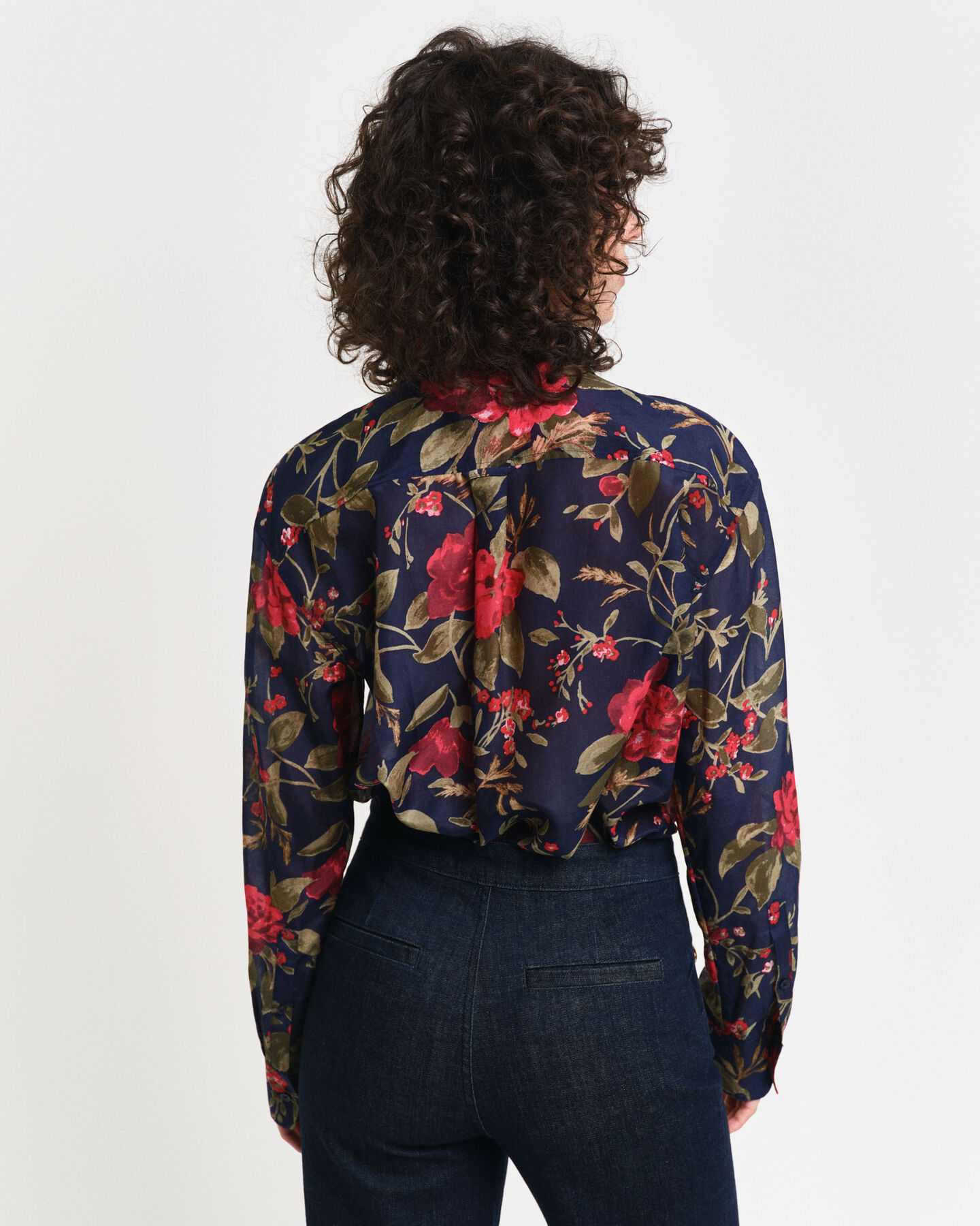 Relaxed Fit overhemd van katoenzijde met rozenprint