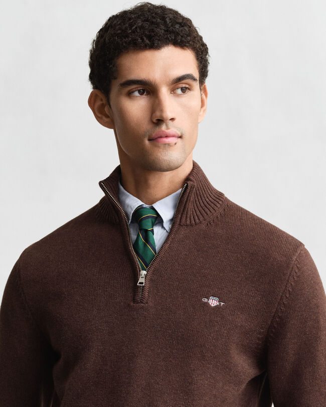 Casual katoenen trui met korte rits