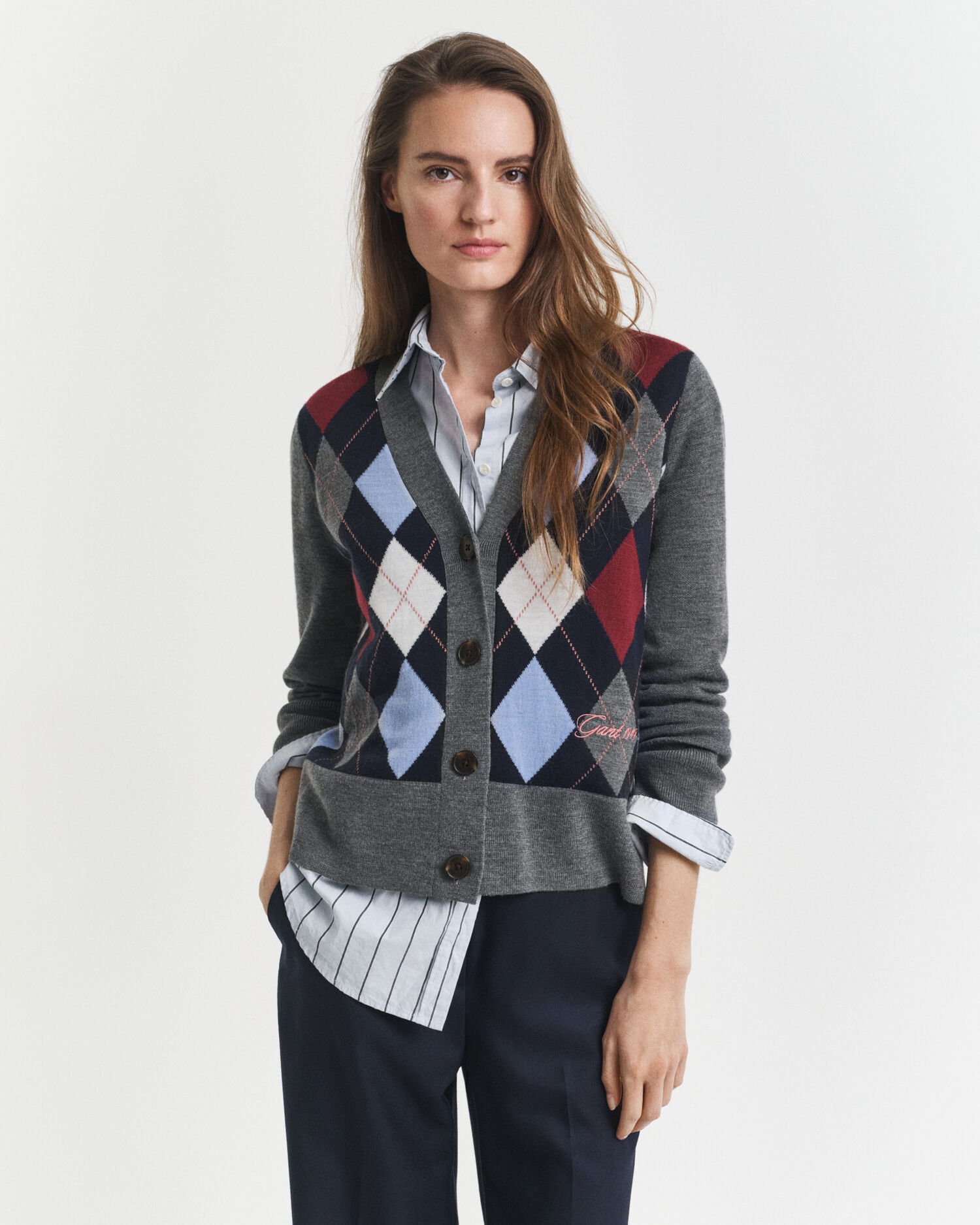 Argyle vest met V-hals