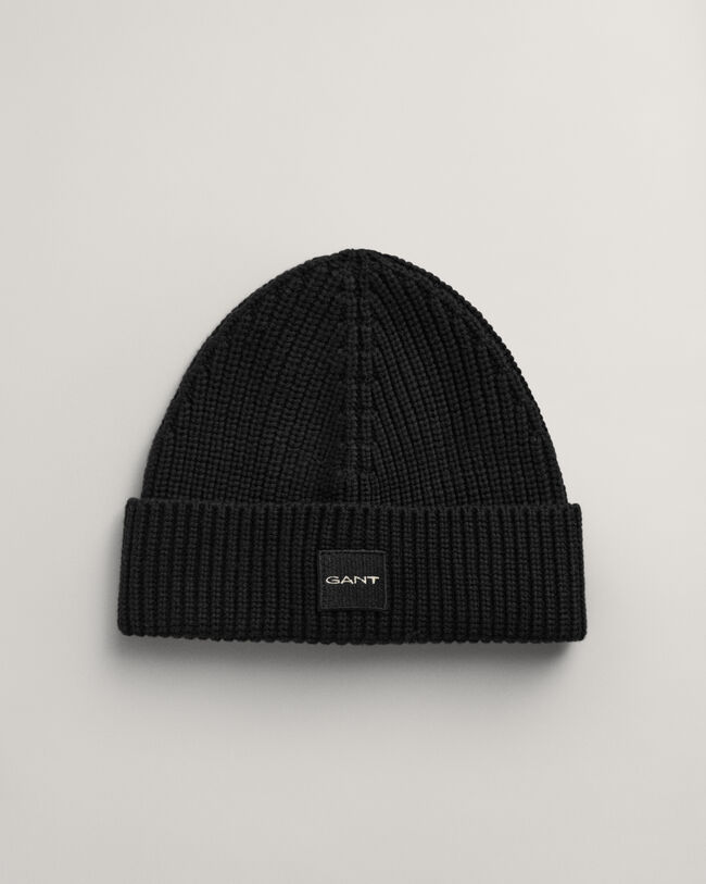 Katoenen ribgebreide beanie