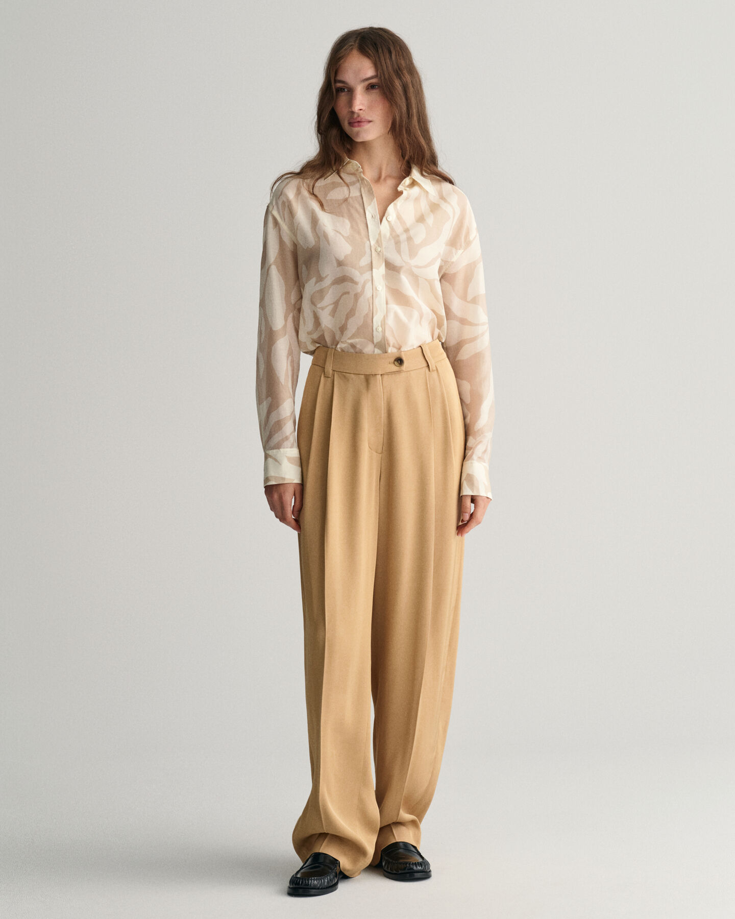 Relaxed Fit Palm Print blouse van katoen en zijde