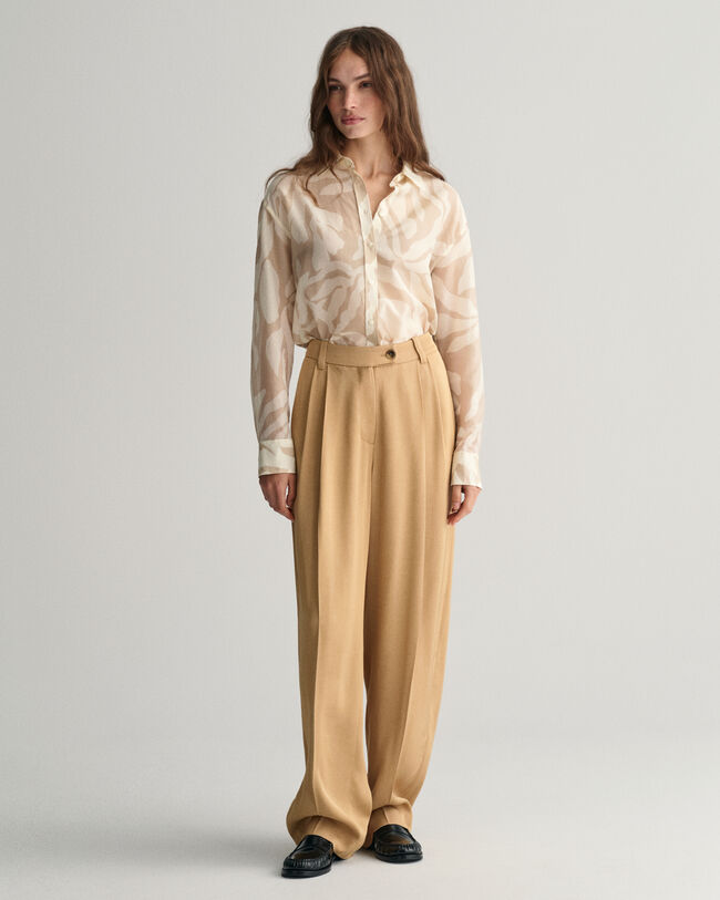 Relaxed Fit Palm Print blouse van katoen en zijde