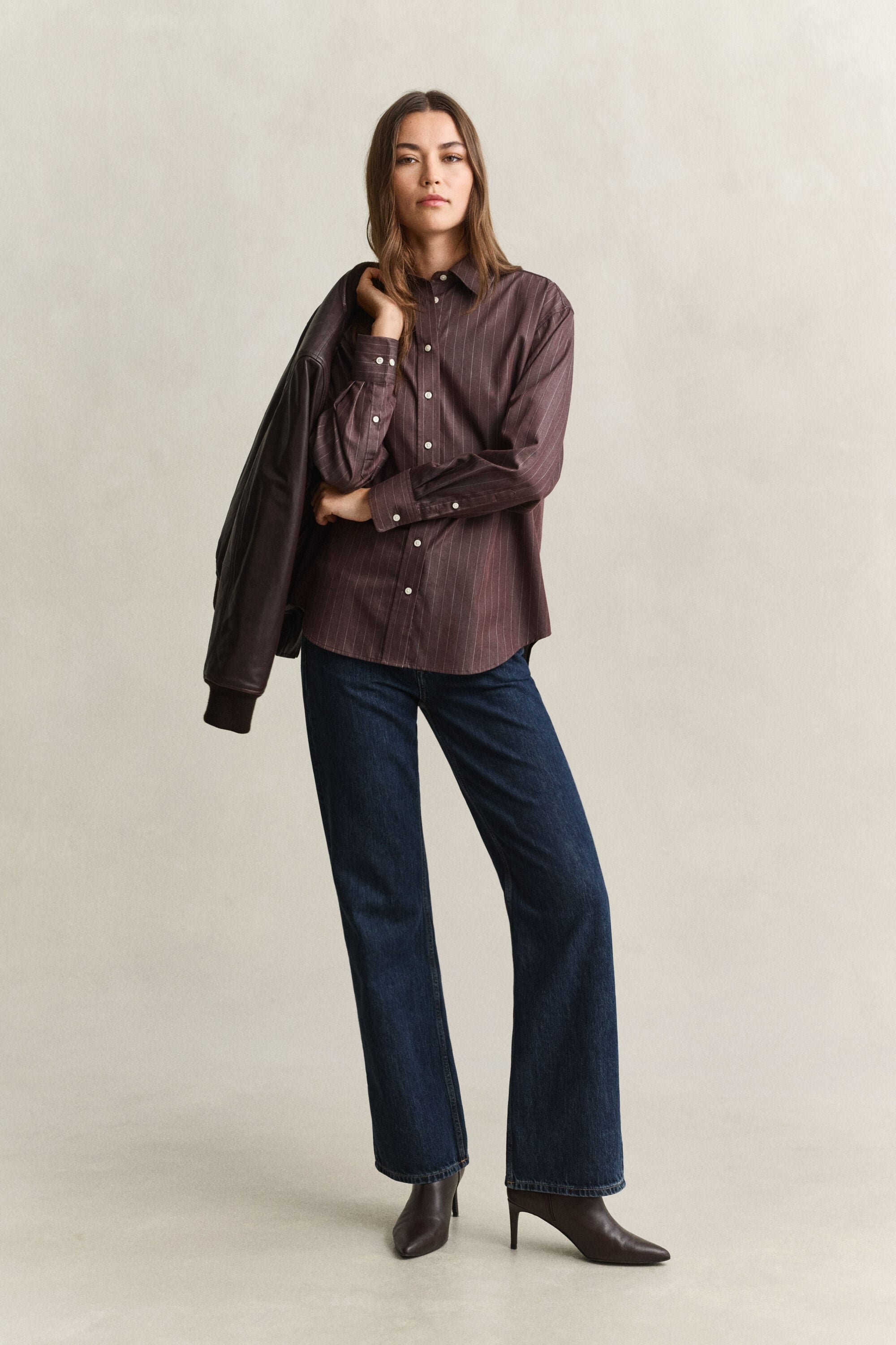 Relaxed fit poplin overhemd met strepen