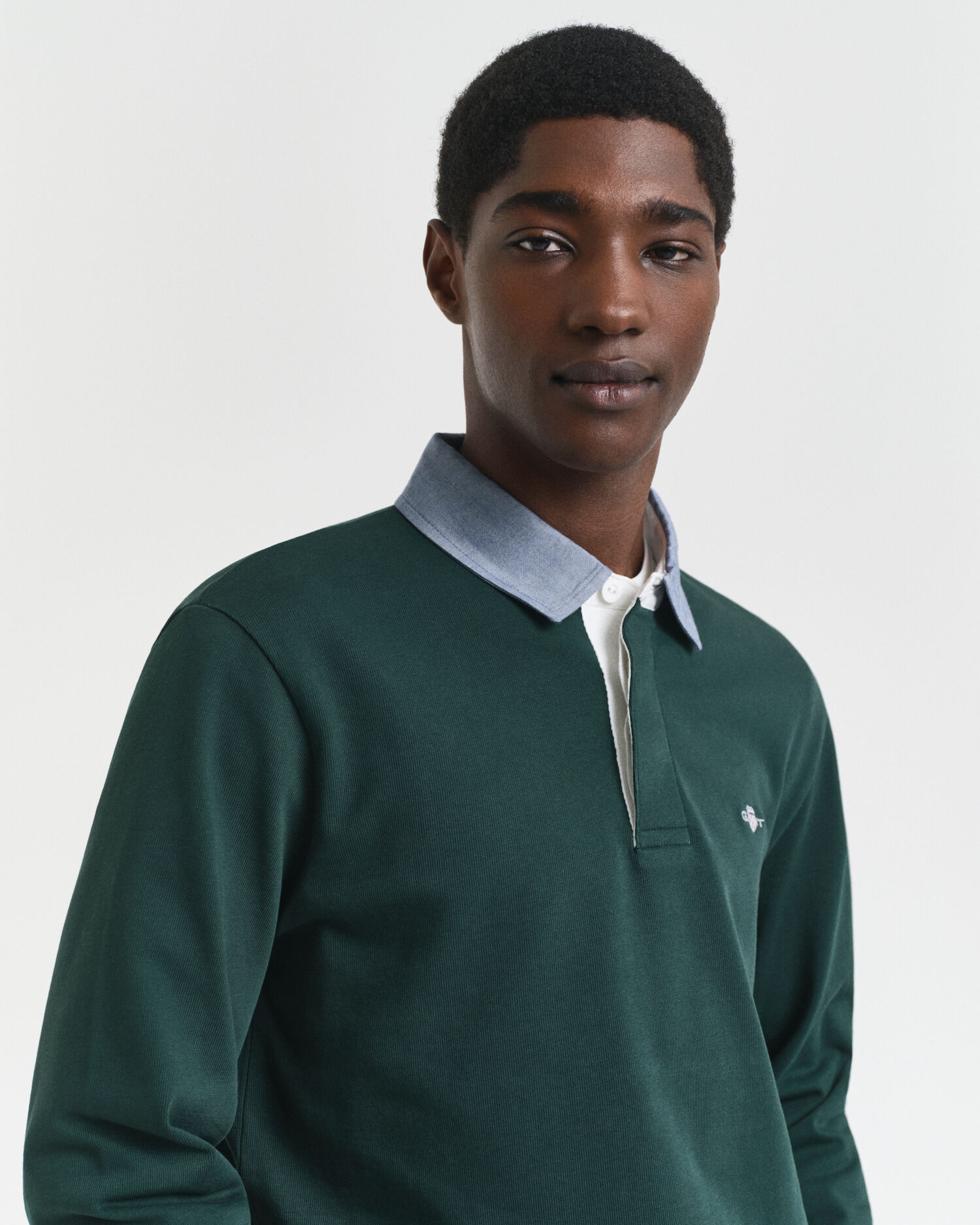 Heavy Rugger met chambray kraag