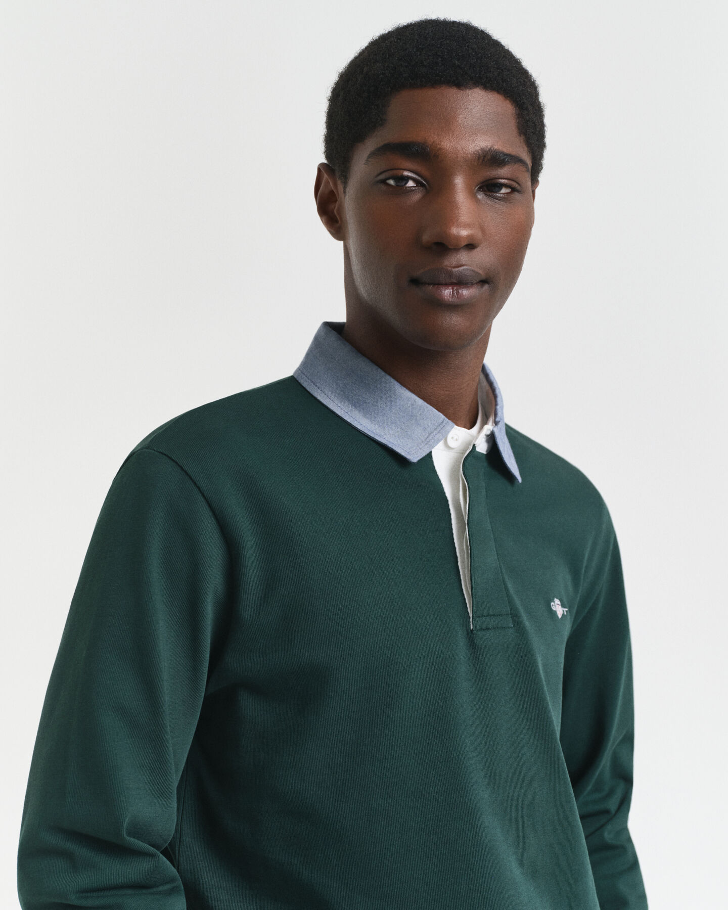 Heavy Rugger met chambray kraag