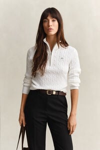 Gebreide kabeltrui met korte rits