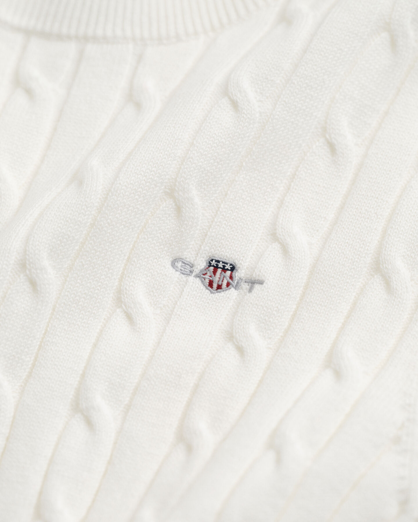 Gebreide kabeltrui van stretchkatoen