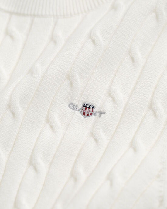 Gebreide kabeltrui van stretchkatoen