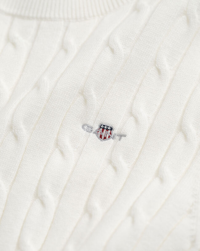 Gebreide kabeltrui van stretchkatoen