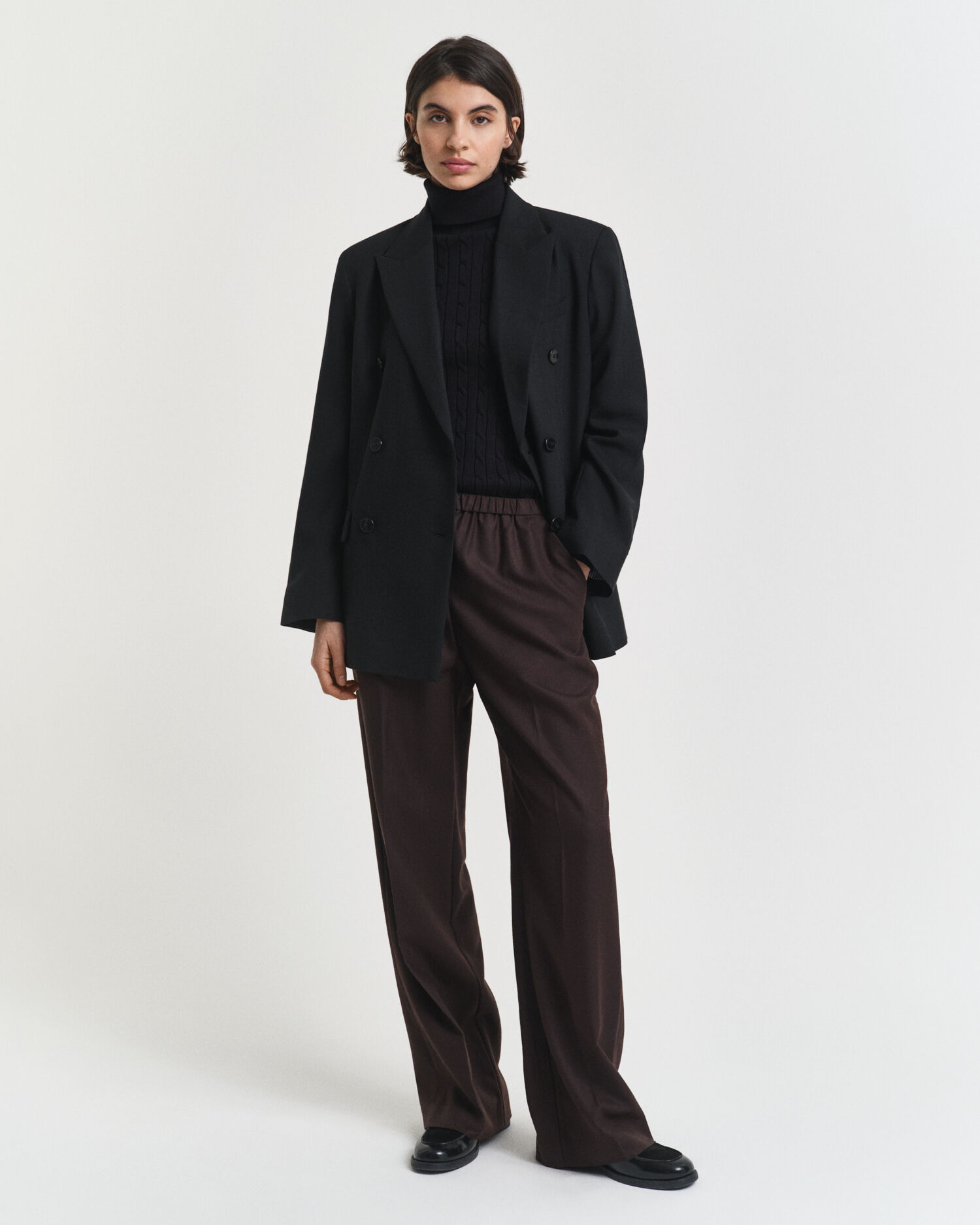 Kabelgebreide coltrui van stretchkatoen