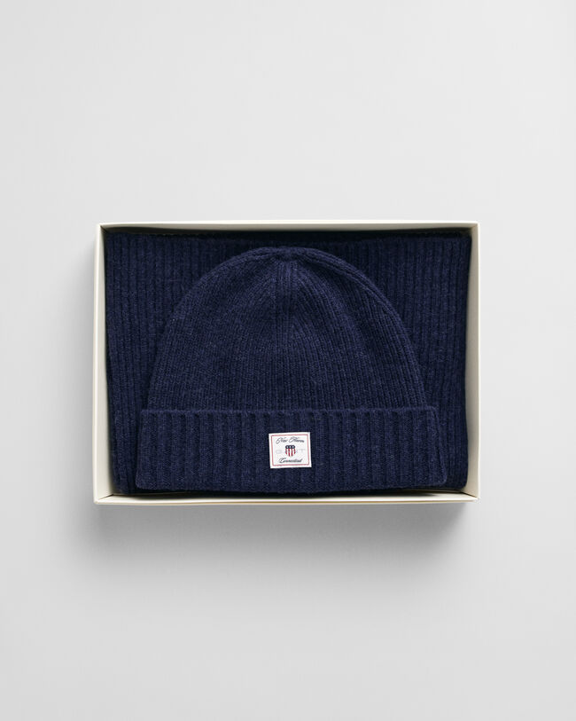 Cadeauset met wollen beanie en sjaal
