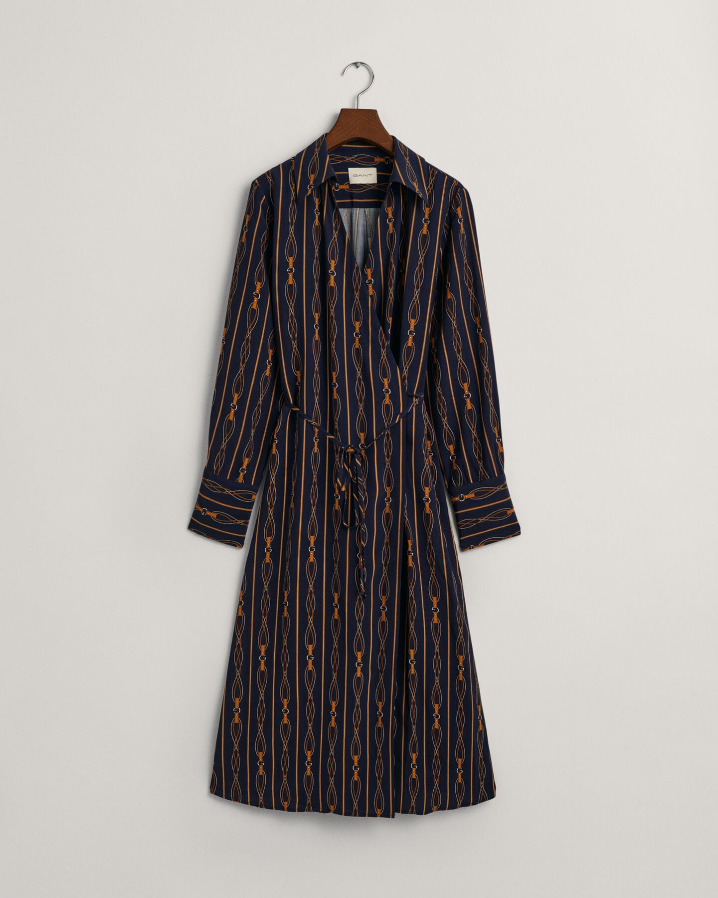 Regular Fit gestreepte wikkeljurk met Rope Print