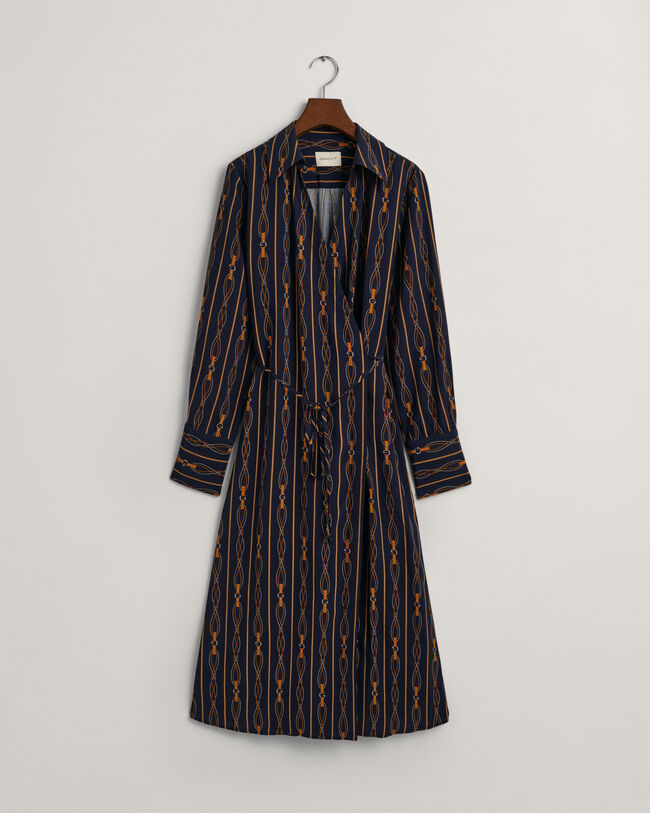 Regular Fit gestreepte wikkeljurk met Rope Print