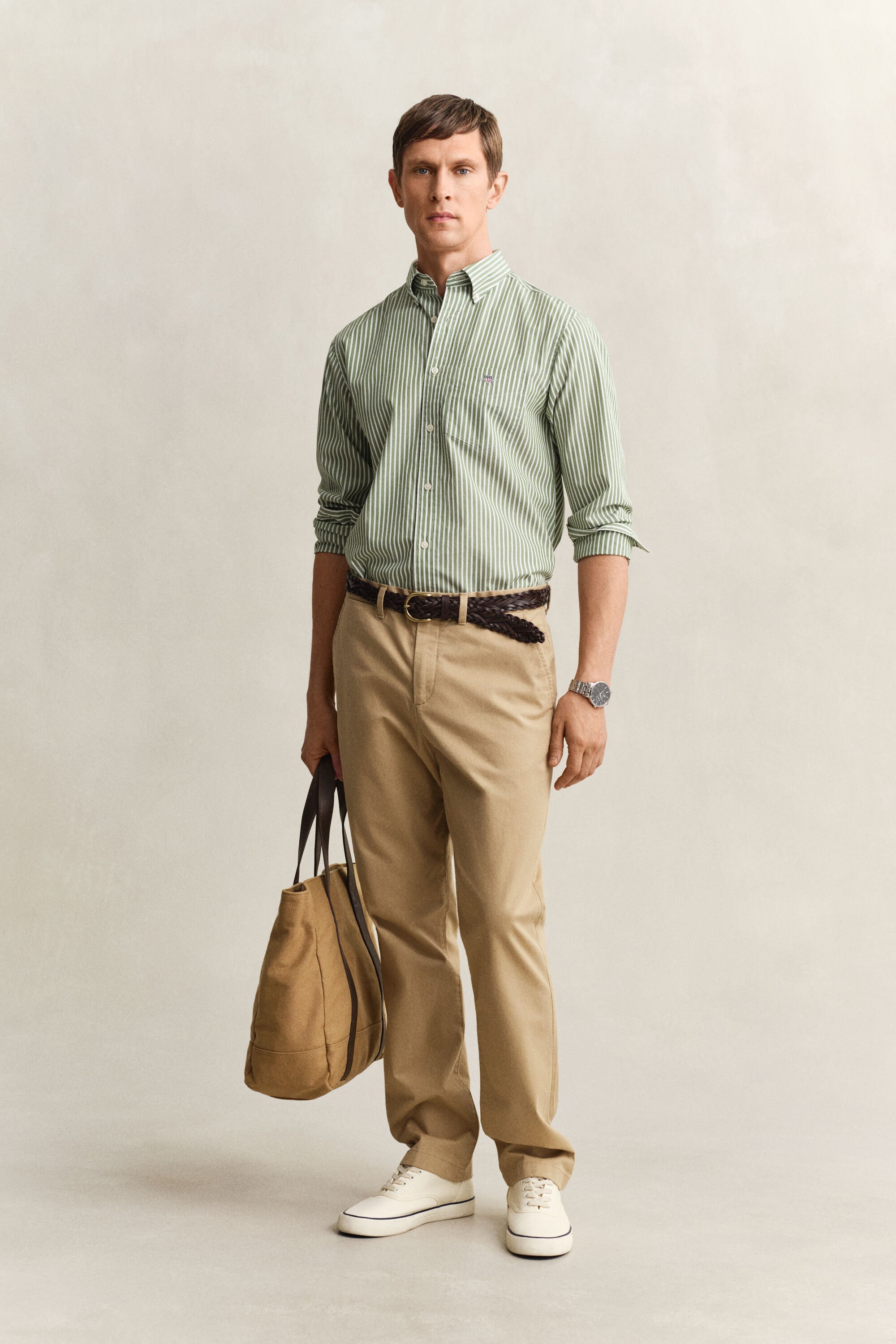 Klassiek poplin overoverhemd met strepen