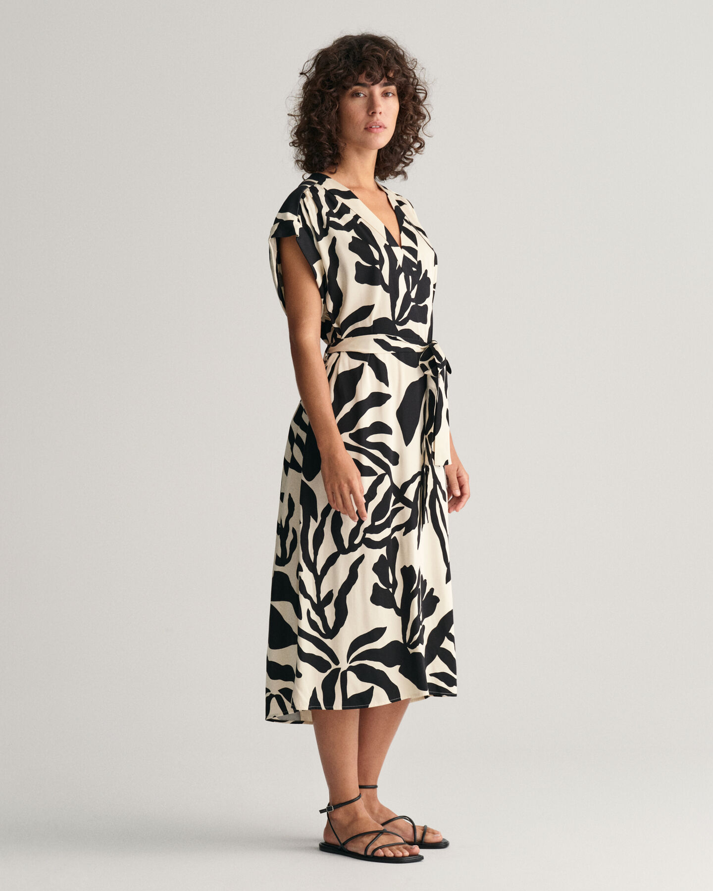 Palm Print jurk met korte mouwen