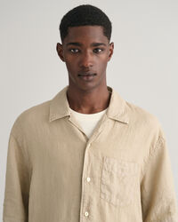 Relaxed Fit speciaal geverfd linnen overhemd met korte mouwen