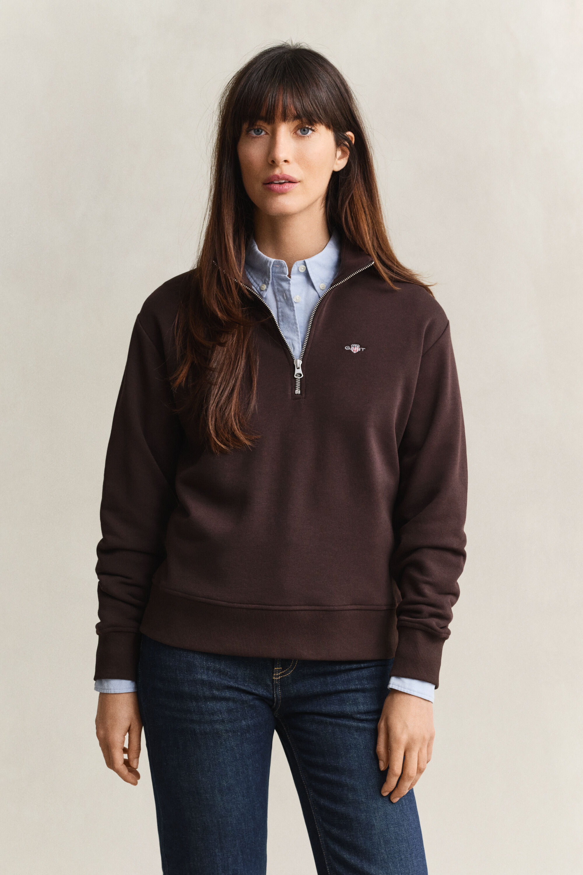 Shield sweatshirt met korte rits