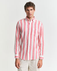 Regular Fit overhemd van katoen en linnen met brede strepen