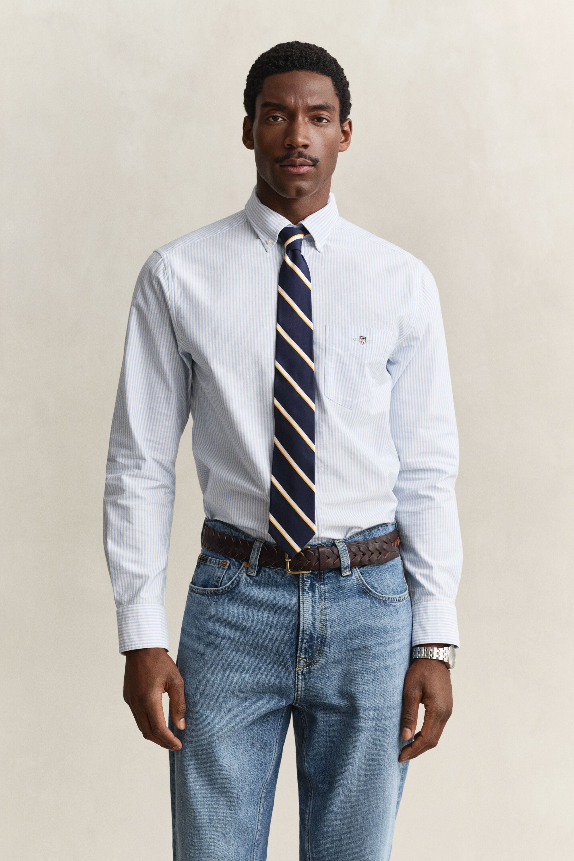 Classic Regular gestreept Oxford-overhemd