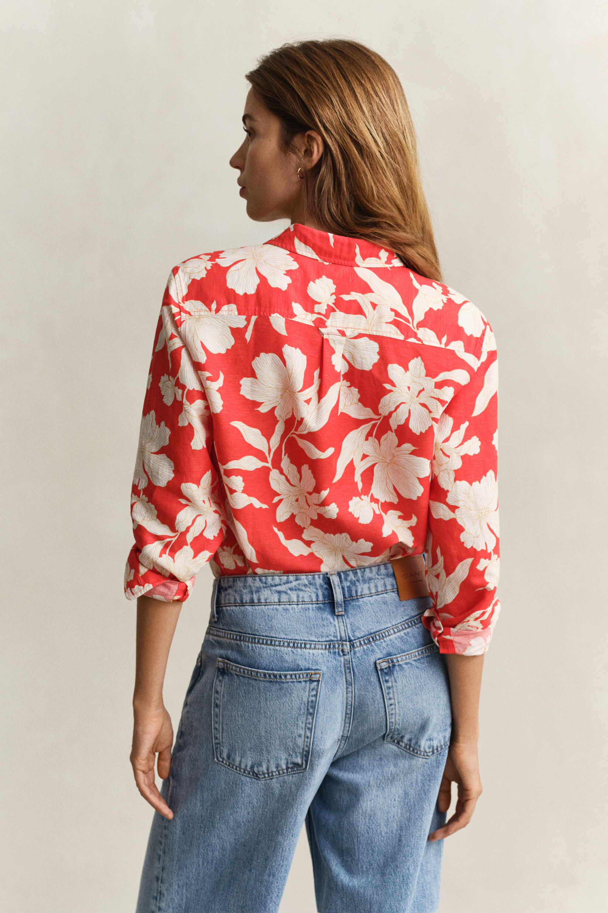 Gebloemd linnen overoverhemd