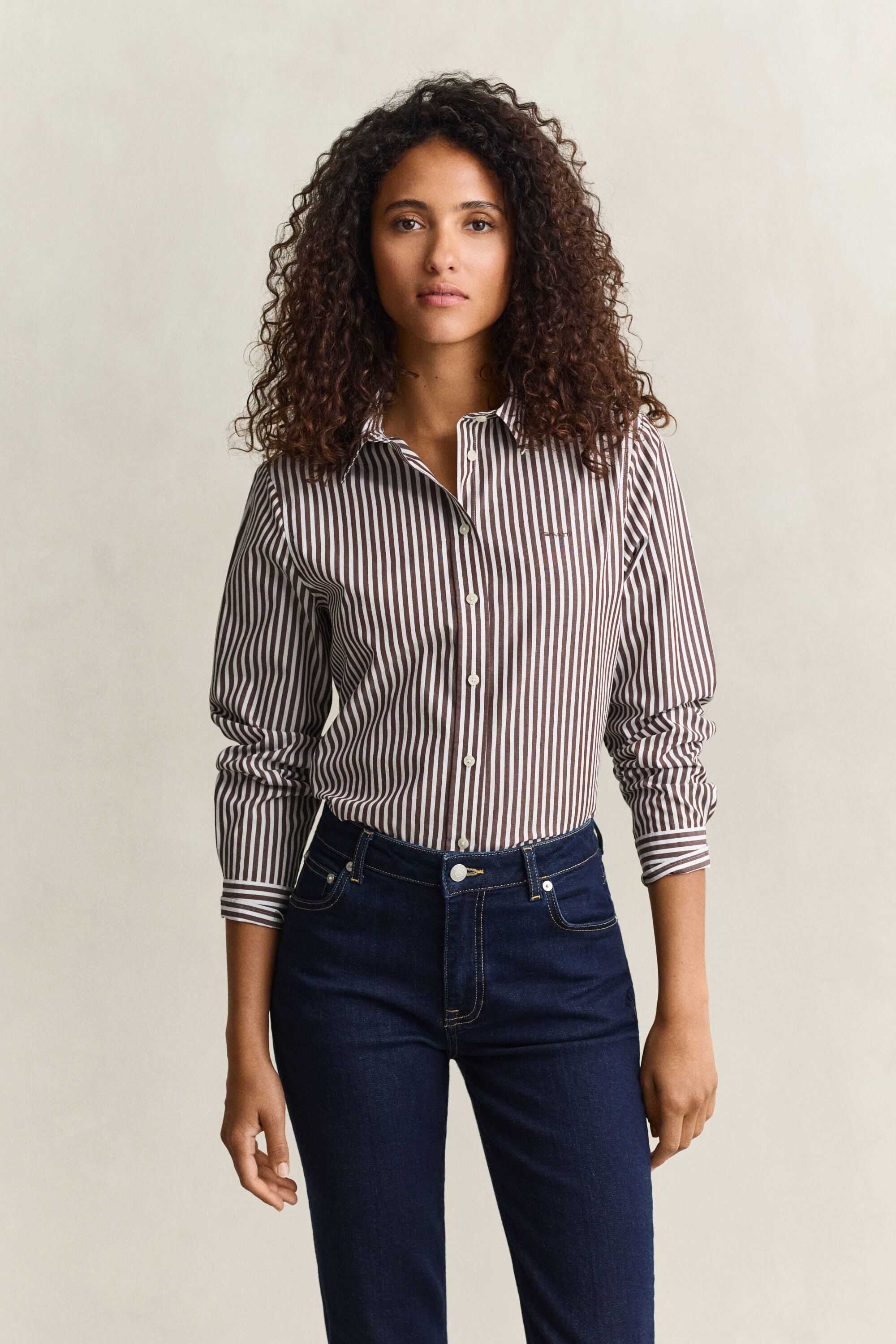Classic Regular gestreept poplin overhemd