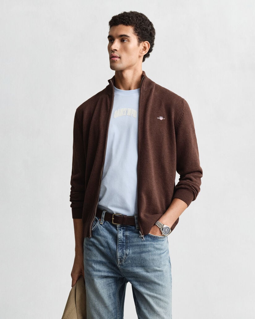 Casual vest van katoen met ritssluiting