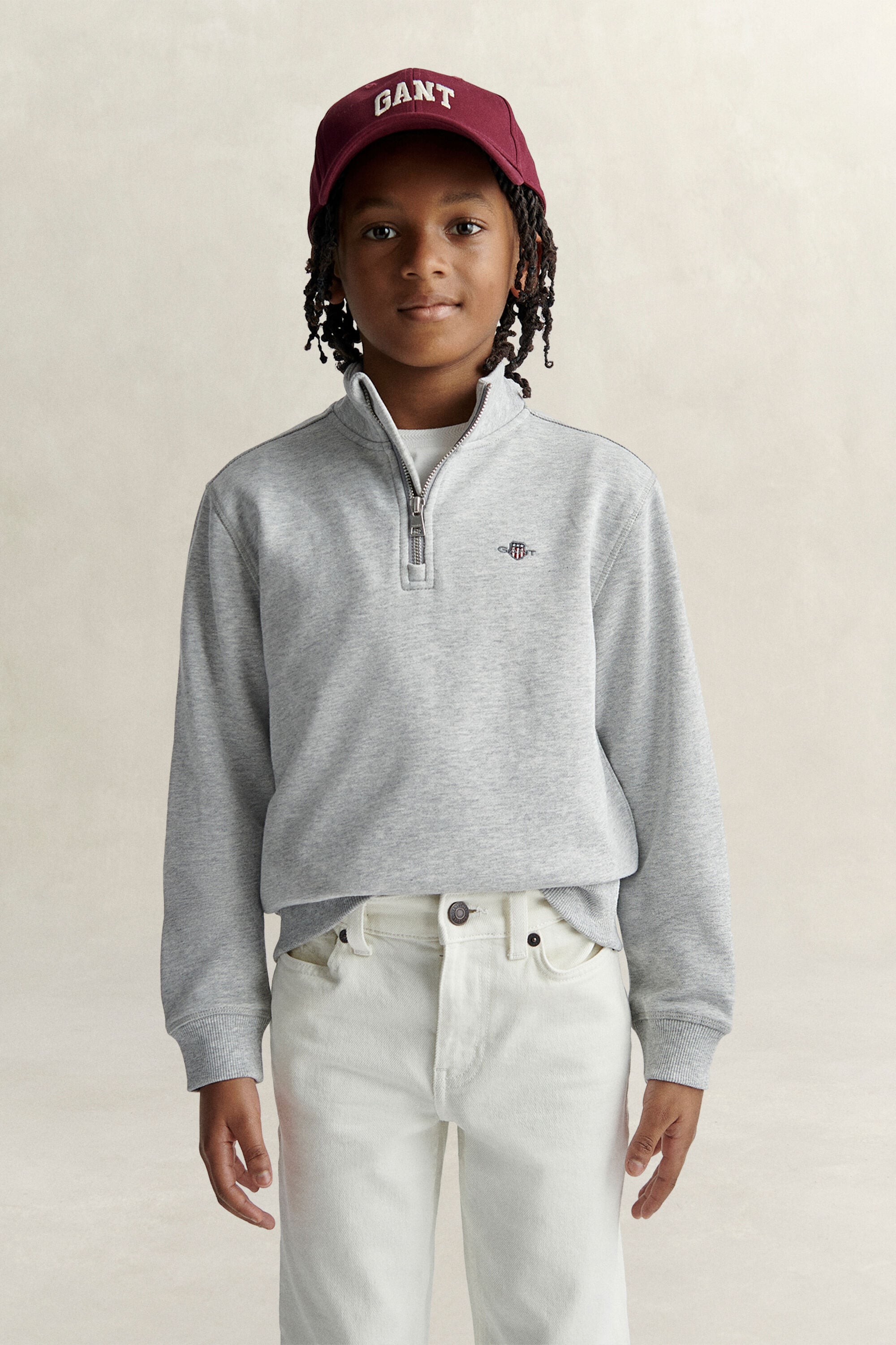 Sweatshirt met korte rits en schild voor tienerjongens