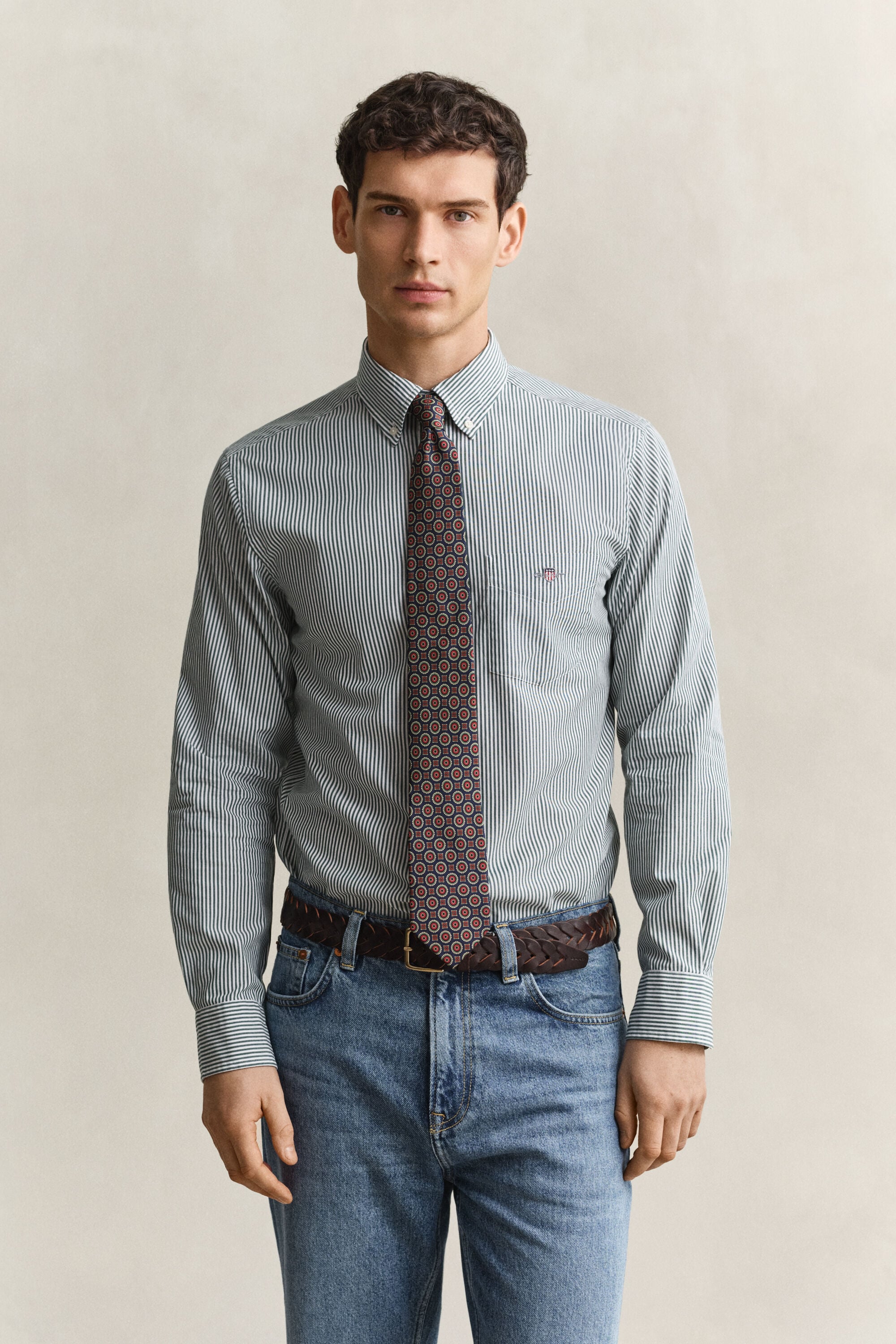 Classic Regular gestreept poplin overhemd