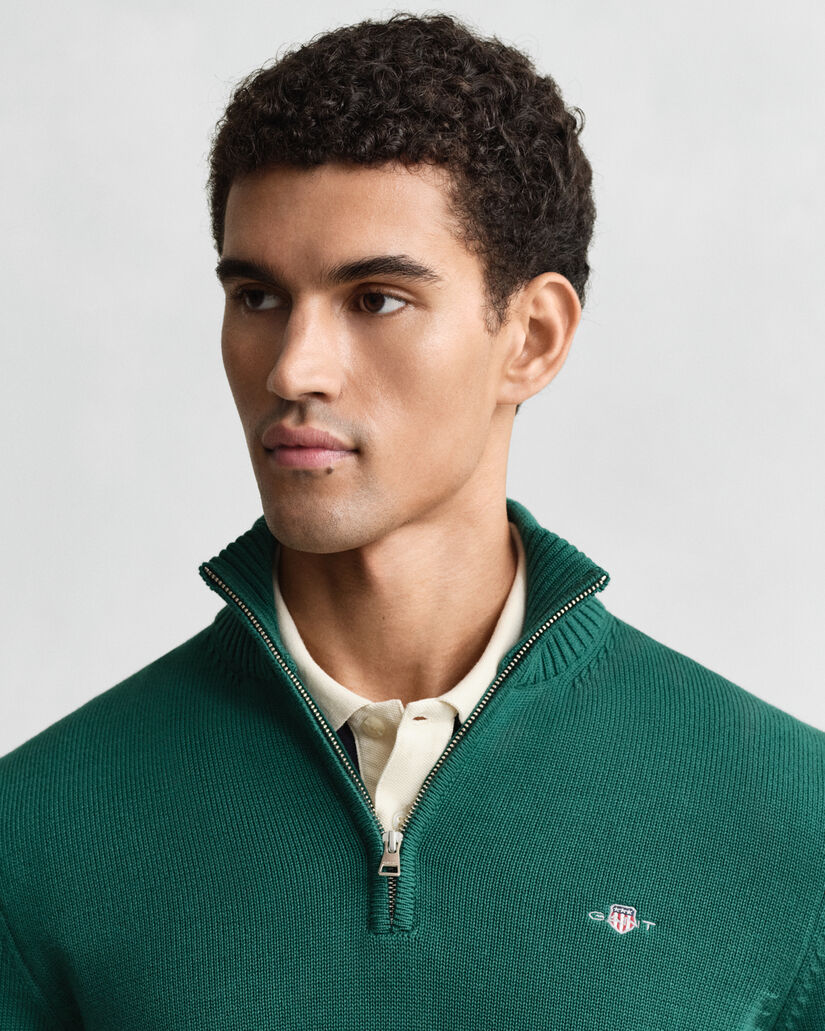 Casual katoenen trui met korte rits