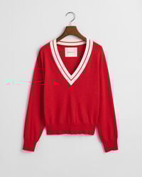 Contrast trui met V-hals