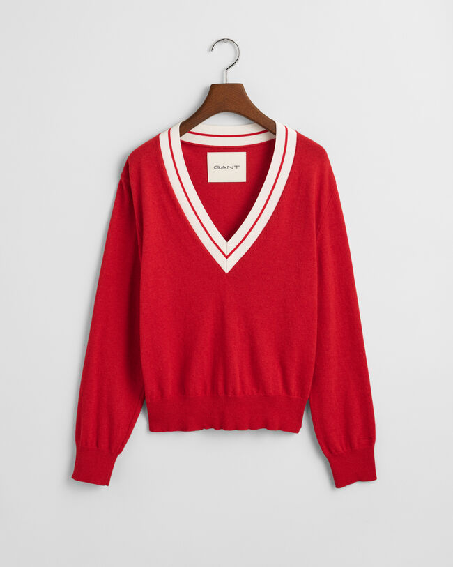 Contrast trui met V-hals