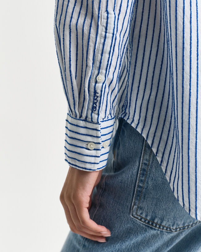 Relaxed Fit Textured overhemd met strepen