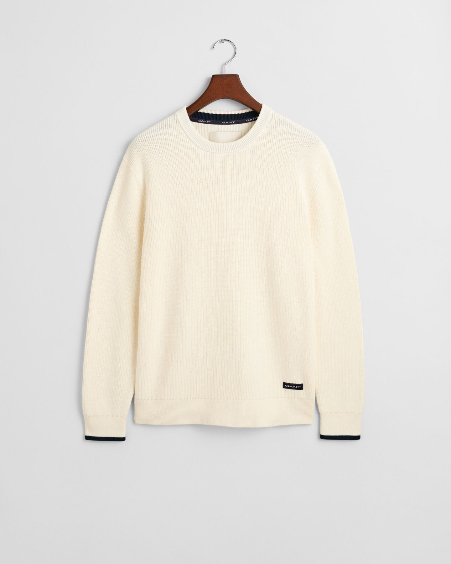 Geribde katoenen trui met ronde hals