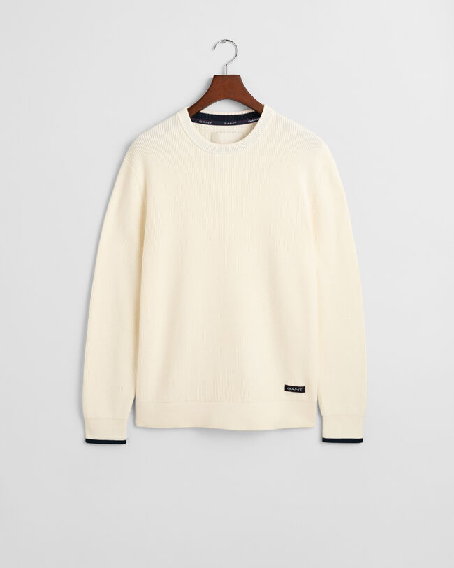 Geribde katoenen trui met ronde hals